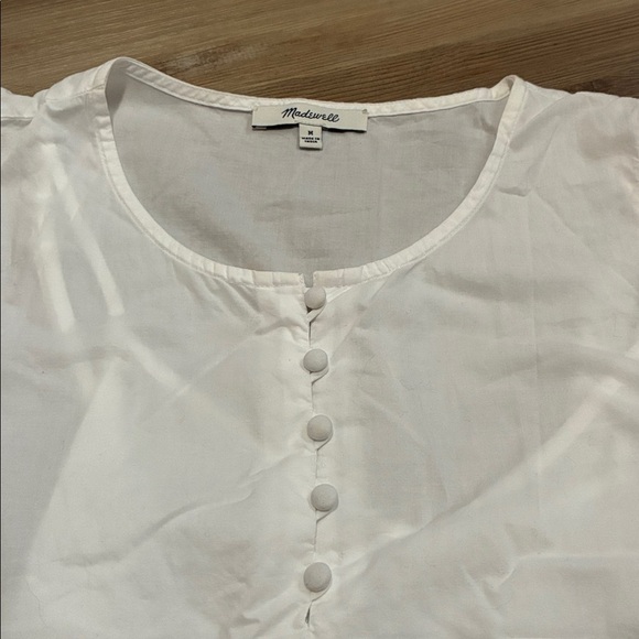 Madewell Rickrack Cattail Tiered Cotton Dress White Sleeveless Size M Lined - Picture 6 of 12